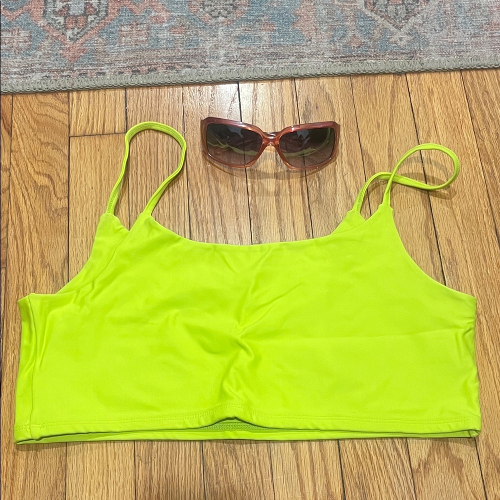 Zinzane Neon Green Crop Top & Y2K glasses